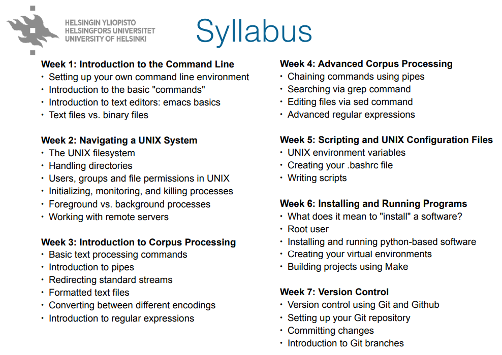 Course syllabus
