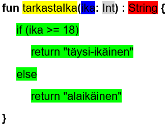 Funktio, jonka sisältönä jos-ehtolause
